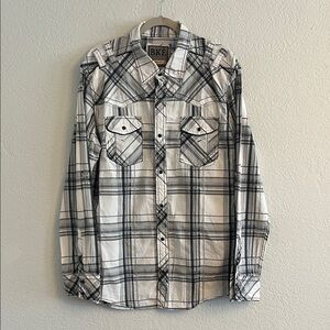 BKE Men's Monochrome Plaid Button-Down Shirt